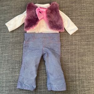 Battat Purple Vest, White Long Sleeved Shirt, Blue Pants - Fits 18" Dolls